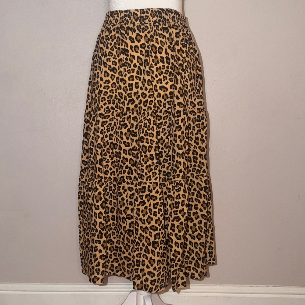 Merokeety Leopard Print Midi Skirt